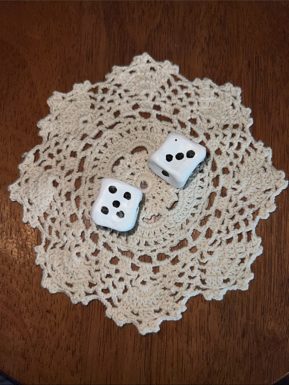 White Ceramic Dice magnet Set